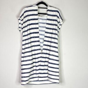 New Lou & Grey Beach Striped Open Front Hoodie Coverup Cardigan Women's Size XS
